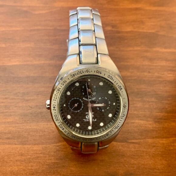 FOSSIL Blue Stainless Steel Tachymeter Men 100 M Watch | BQ-9038 - Picture 1 of 10